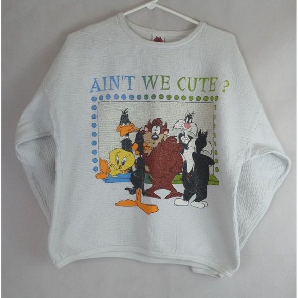 Vintage 1997 Brazos Warner Bros Looney Tunes "Ain't We Cute" Sweatshirt Size M/L - Picture 1 of 7